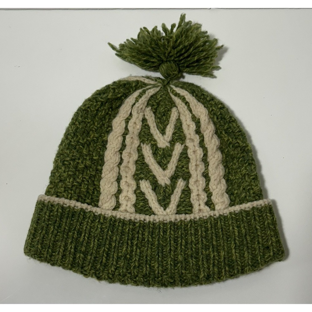 KATE SPADE Green Flower Clover Beanie Hat Wool Warm Womens One Size